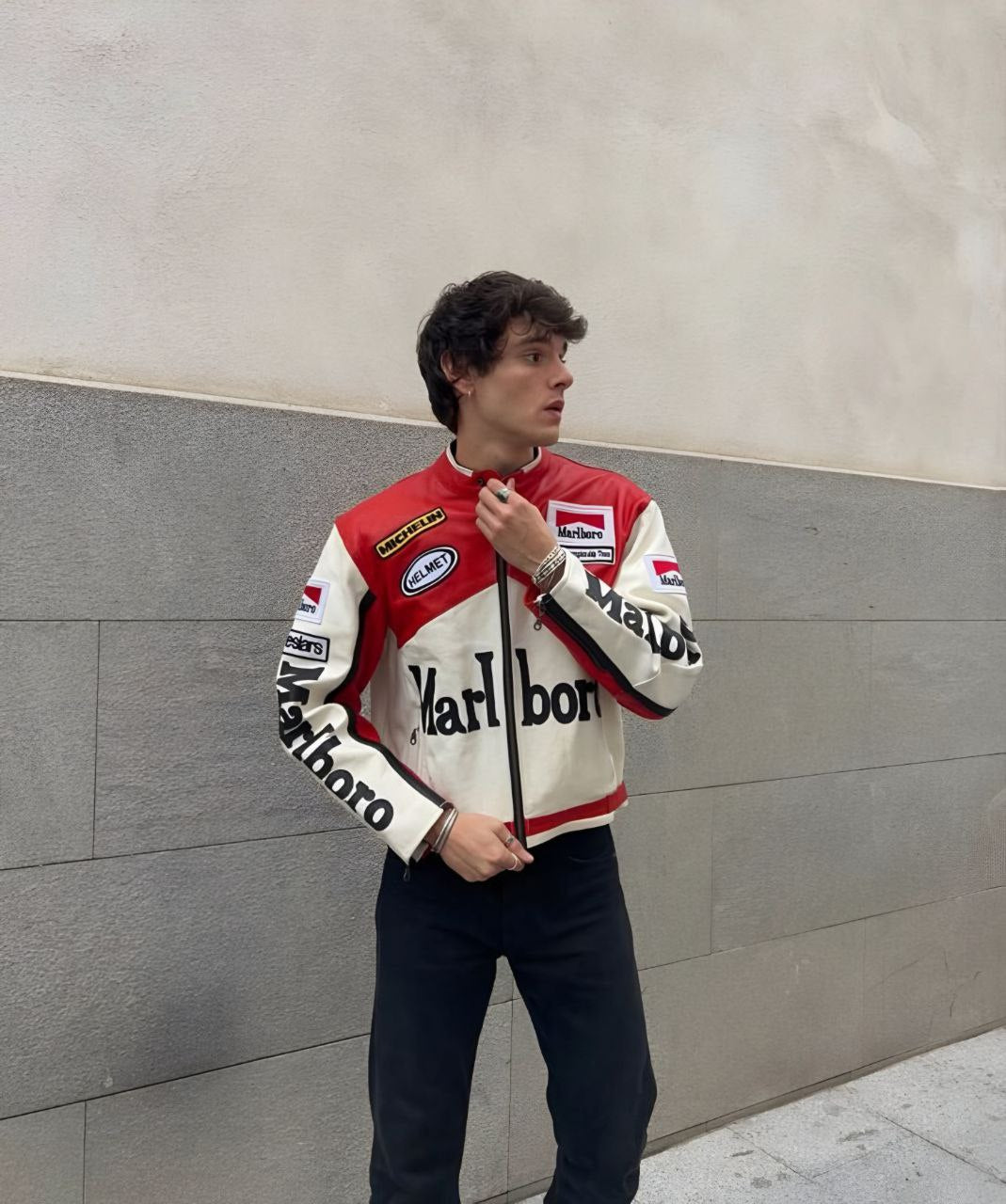 Chaqueta de Cuero Marlboro Racing - Edición Clásica