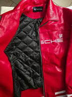Chaqueta de Cuero Roja Aime Leon Dore × Porsche