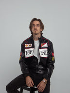 Chaqueta de Cuero Vintage de Ferrari F1 - Edición Blanca
