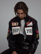 Chaqueta de Cuero Vintage de Ferrari F1 - Edición Blanca