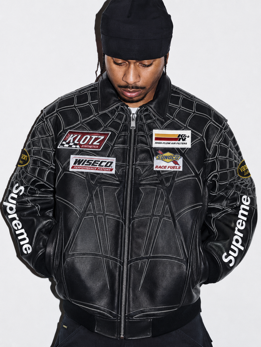 Supreme x Spider Man Leather Jacket 2026 – Negro y Blanco