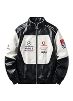 Chaqueta de Cuero Vintage McLaren Mercedes - Estilo F1 Retro