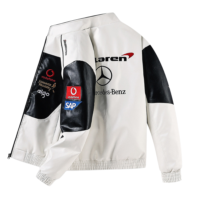 Chaqueta de Cuero Vintage McLaren Mercedes - Estilo F1 Retro