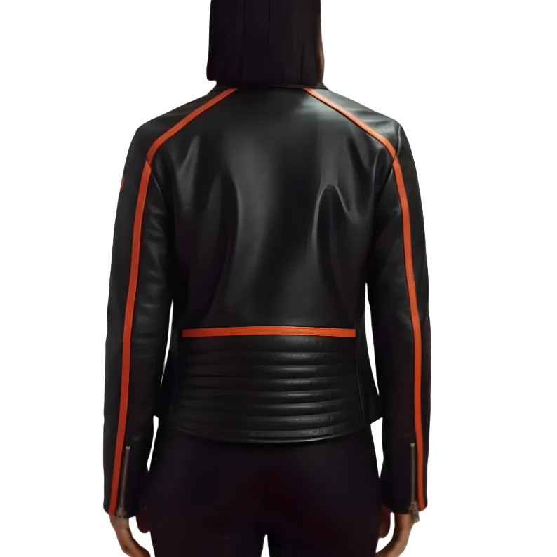 Chaqueta de Cuero Racing McLaren Estilo Vintage - Negro y Naranja