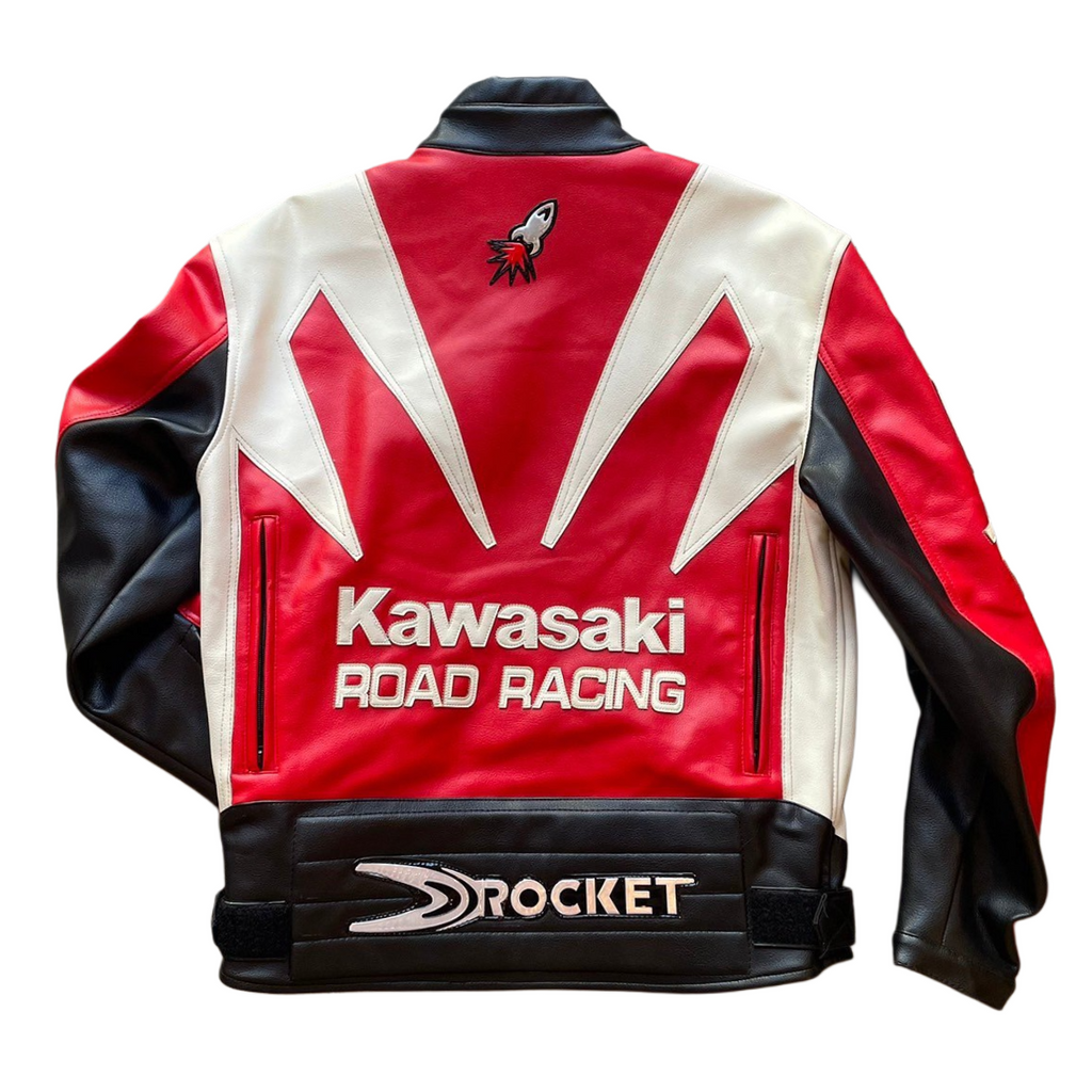 Chaqueta De Cuero Racing Kawasaki x Joe Rocket - Edición Rojo y Negro