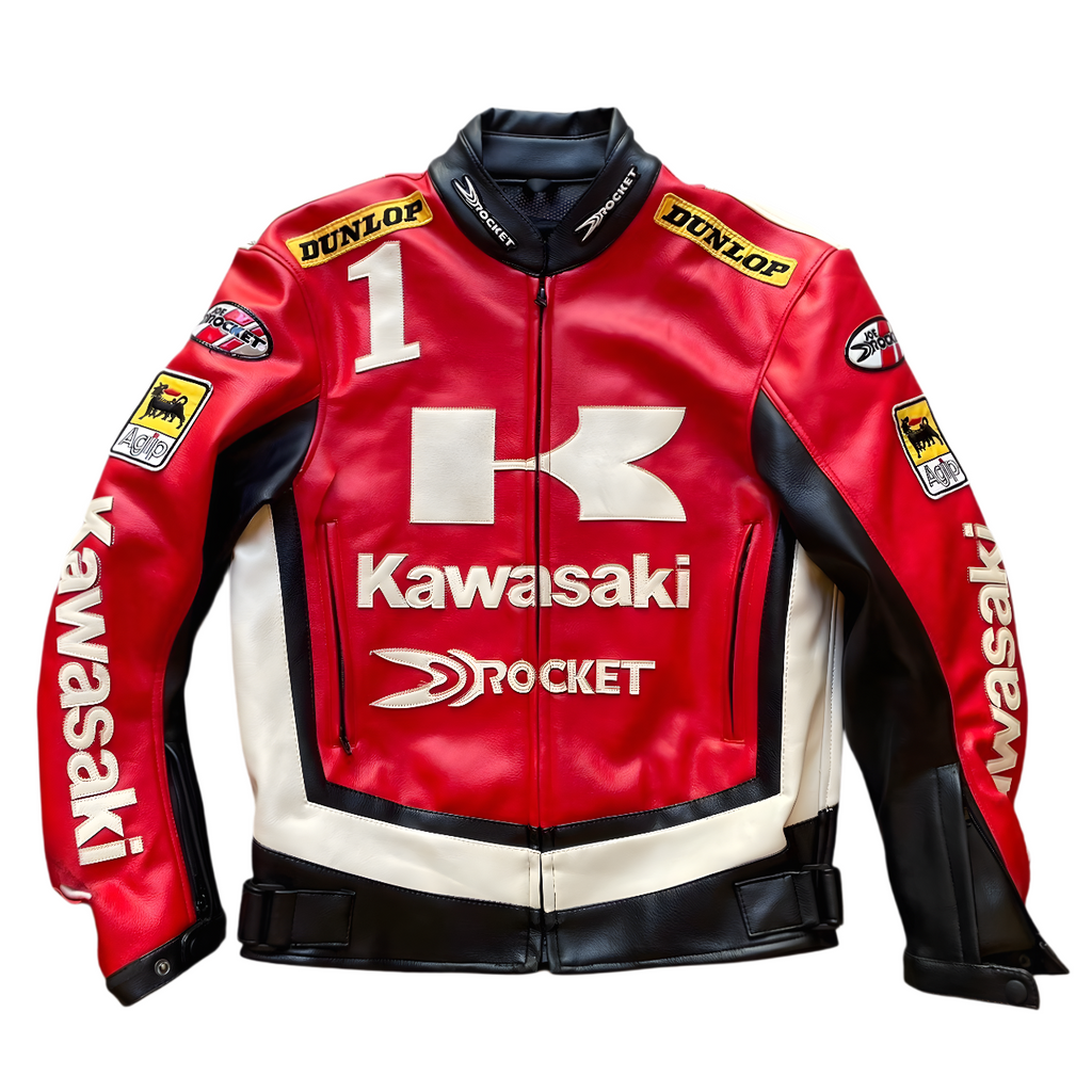 Chaqueta De Cuero Racing Kawasaki x Joe Rocket - Edición Rojo y Negro