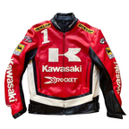 Chaqueta De Cuero Racing Kawasaki x Joe Rocket - Edición Rojo y Negro