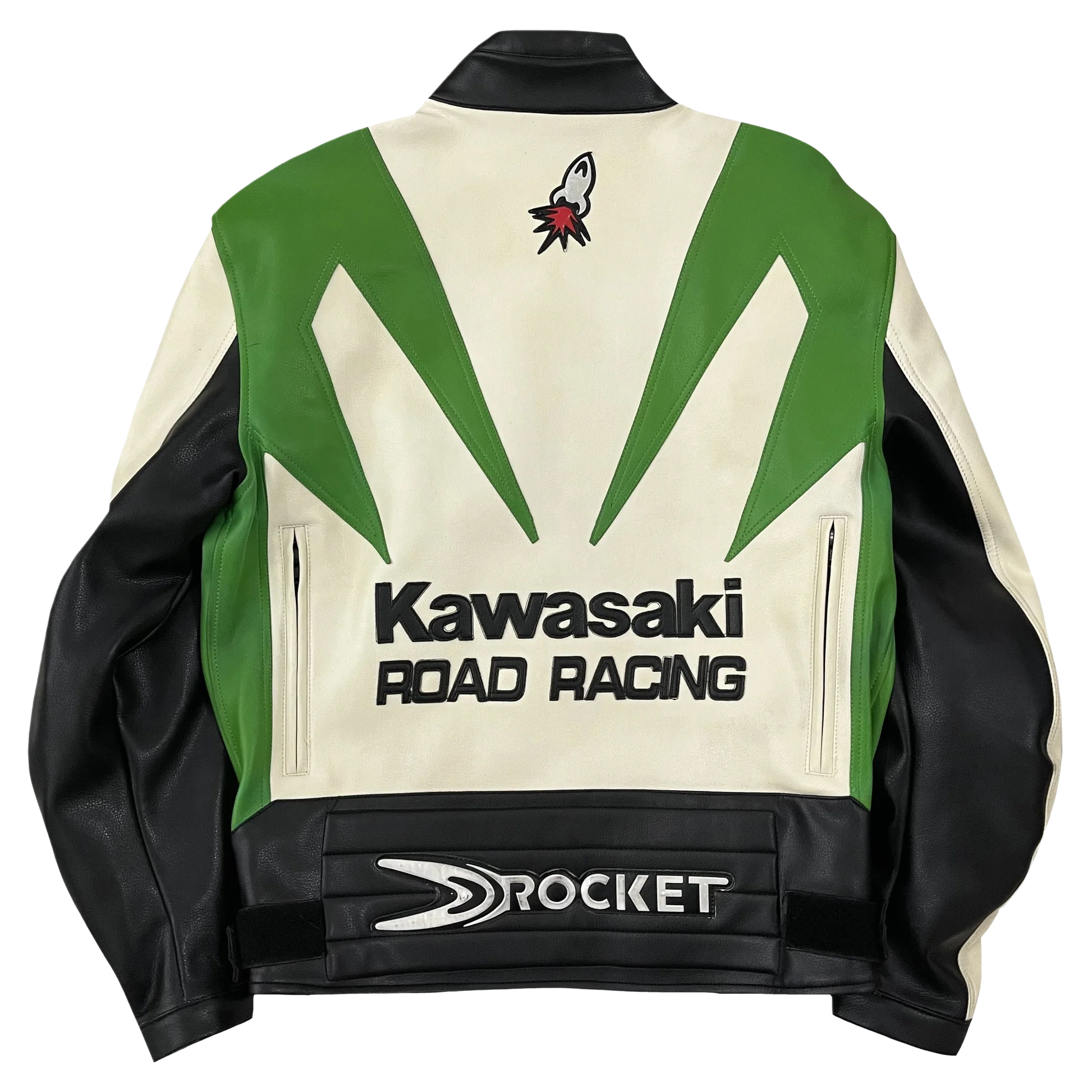 Chaqueta De Cuero Racing Kawasaki x Joe Rocket - Edición Blanco y Verde