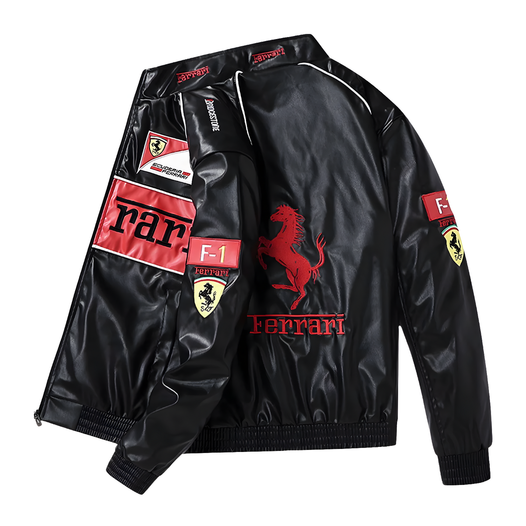 Chaqueta de Cuero Vintage de Ferrari F1 - Edición Roja
