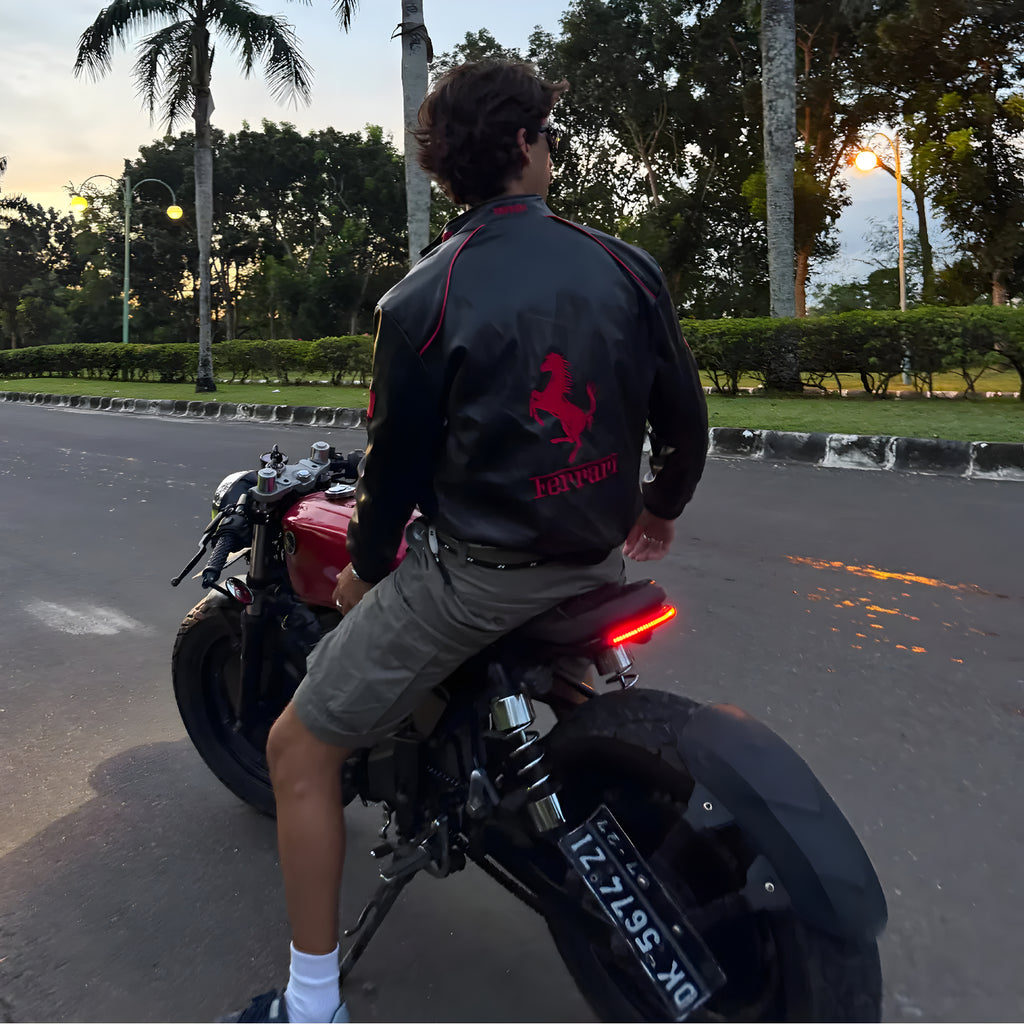 Chaqueta de Cuero Vintage de Ferrari F1 - Edición Roja