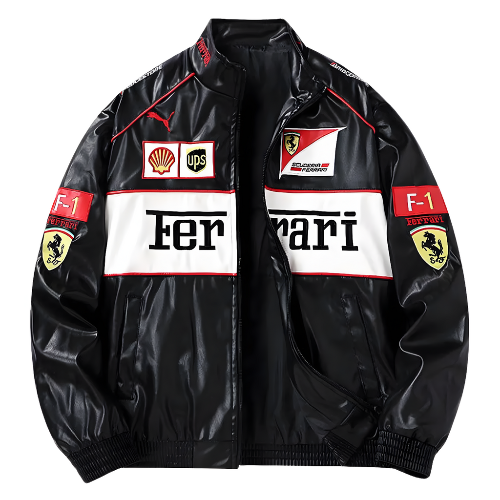 Chaqueta de Cuero Vintage de Ferrari F1 - Edición Blanca