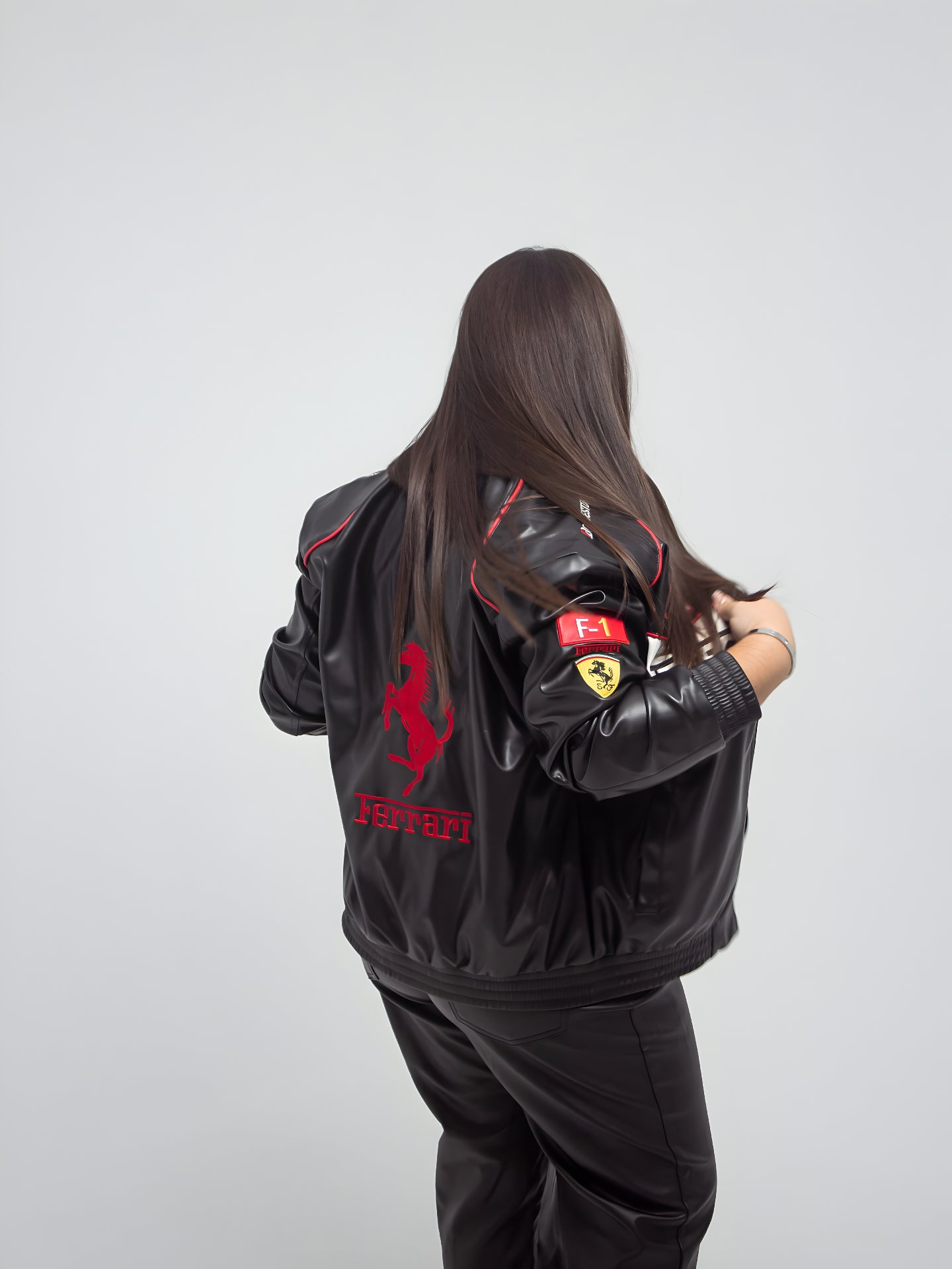 Chaqueta de Cuero Vintage de Ferrari F1 - Edición Blanca