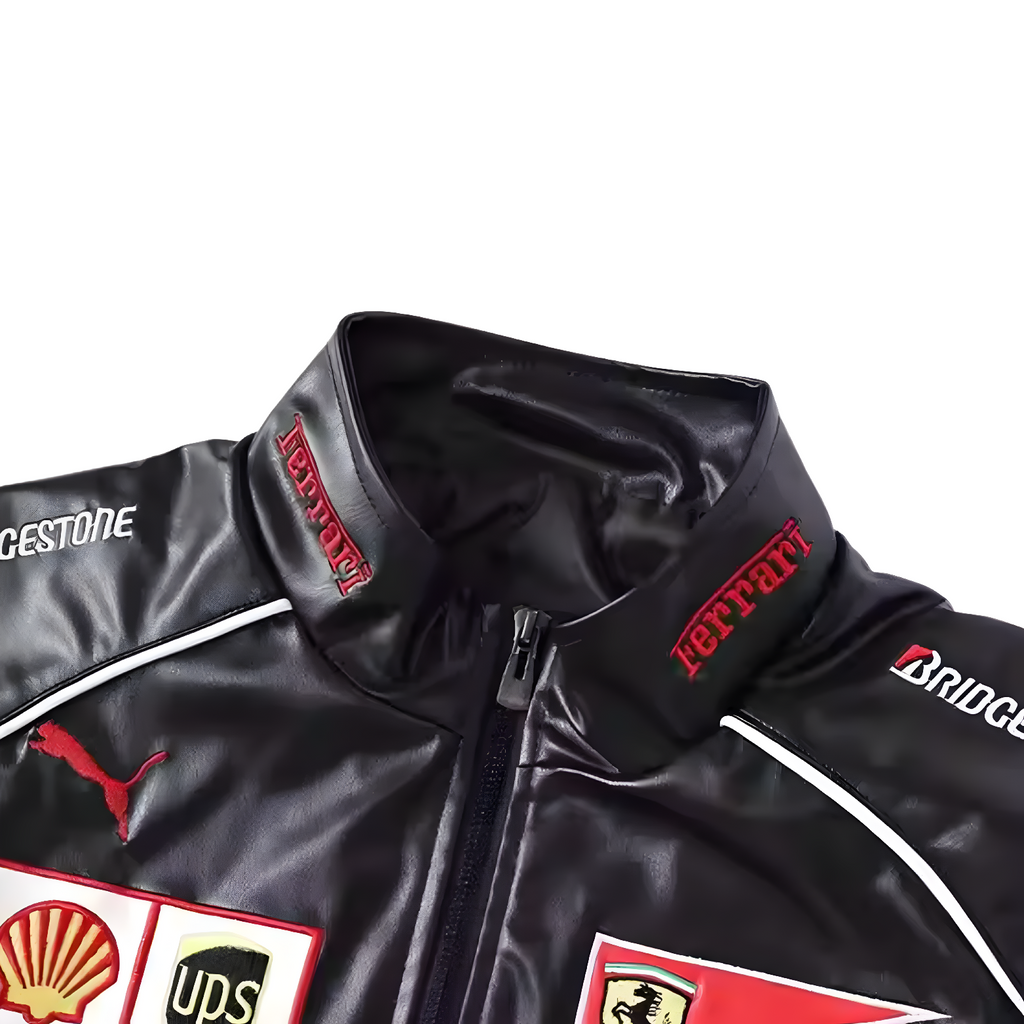 Chaqueta de Cuero Vintage de Ferrari F1 - Edición Blanca