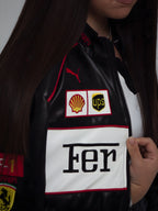 Chaqueta de Cuero Vintage de Ferrari F1 - Edición Blanca