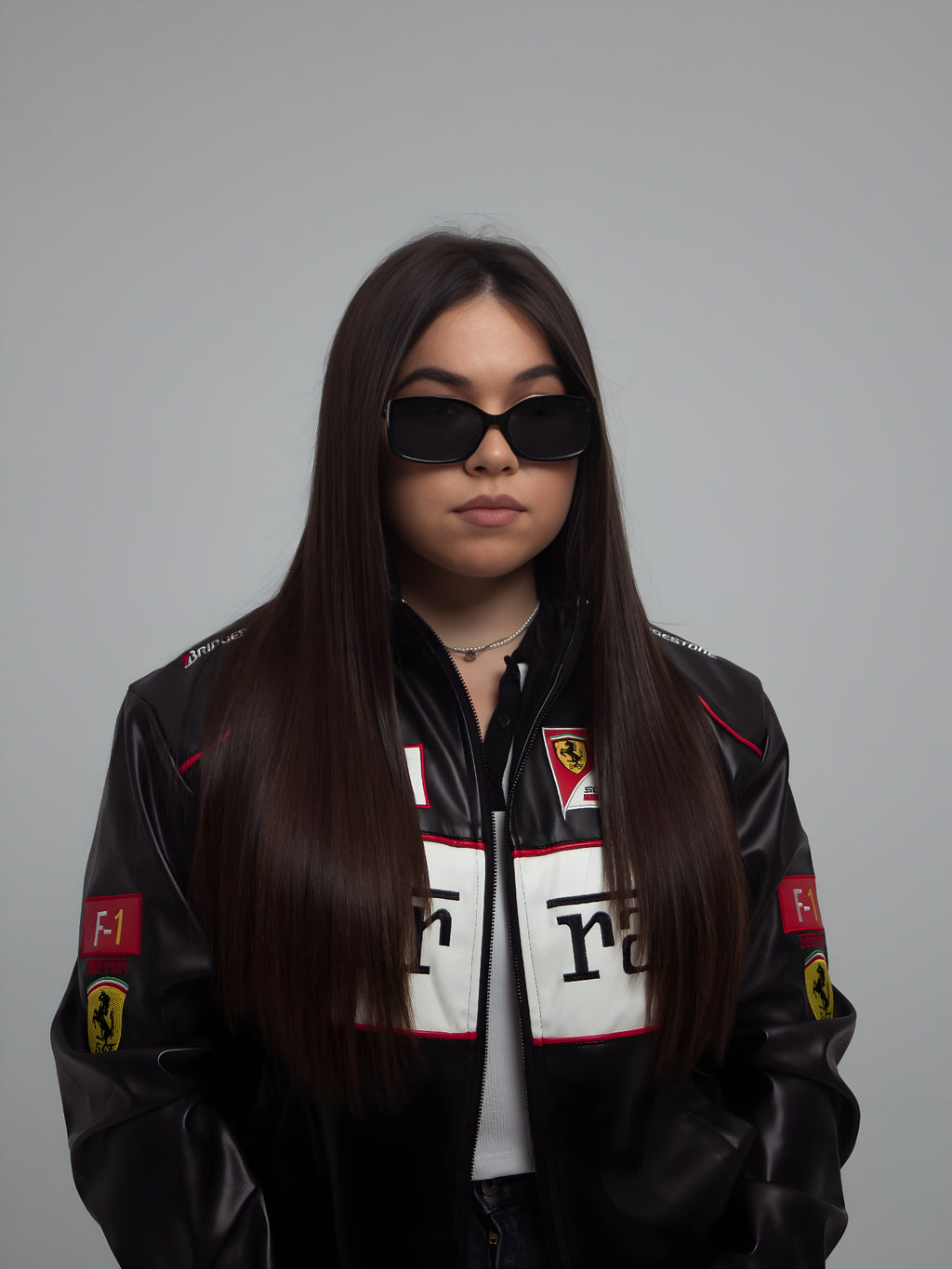 Chaqueta de Cuero Vintage de Ferrari F1 - Edición Blanca