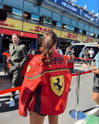 Chaqueta de cuero Ferrari Racing estilo Y2K de motociclista