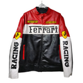 Chaqueta de cuero de motociclista de Ferrari Racing