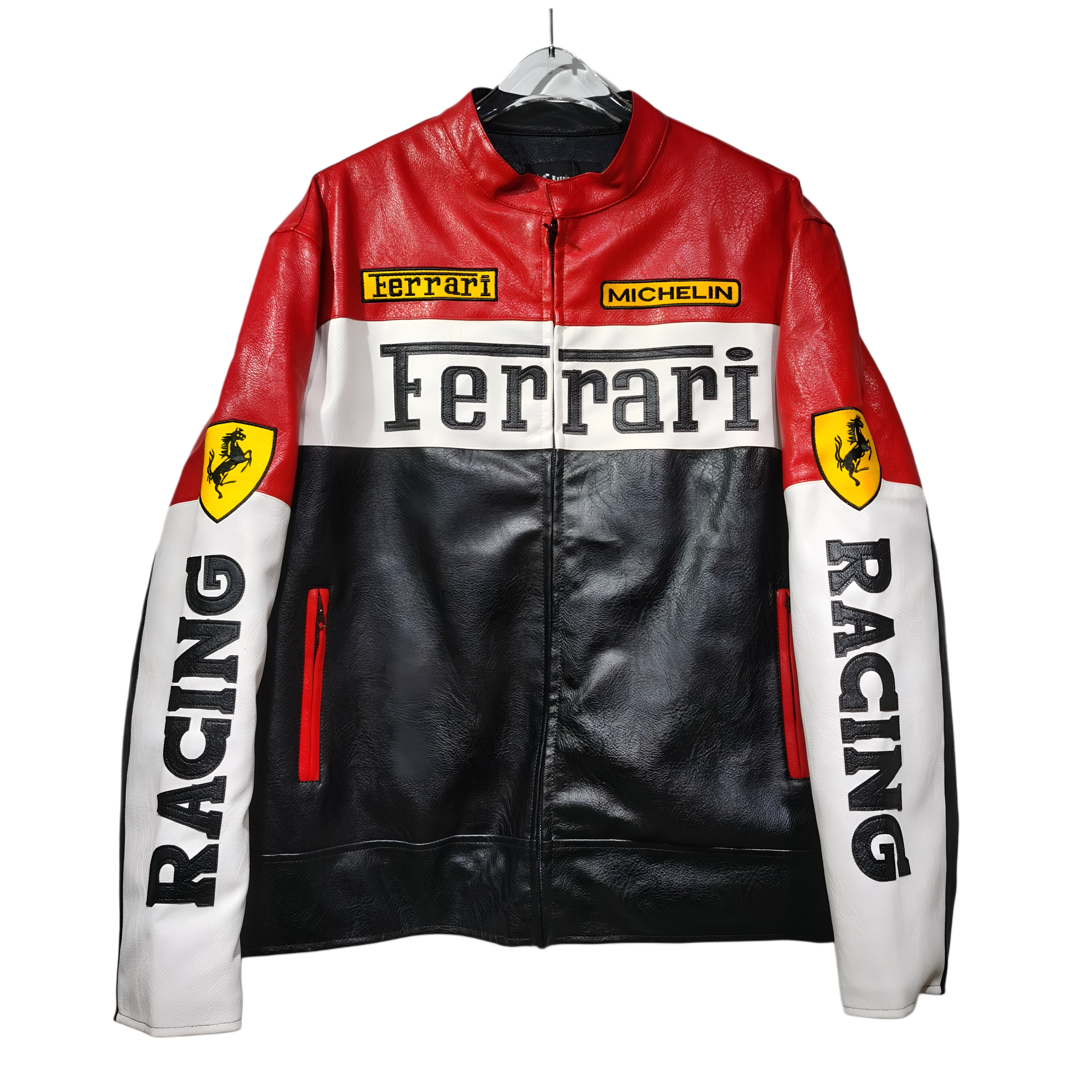 Chaqueta de cuero de motociclista de Ferrari Racing