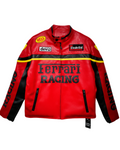 Chaqueta de cuero Ferrari Racing estilo Y2K de motociclista