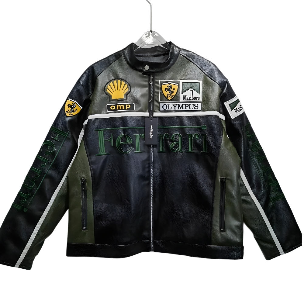Chaqueta de Cuero Ferrari F1 Olympus - Edición Verde