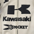 Chaqueta De Cuero Racing Kawasaki x Joe Rocket - Edición Blanco y Verde