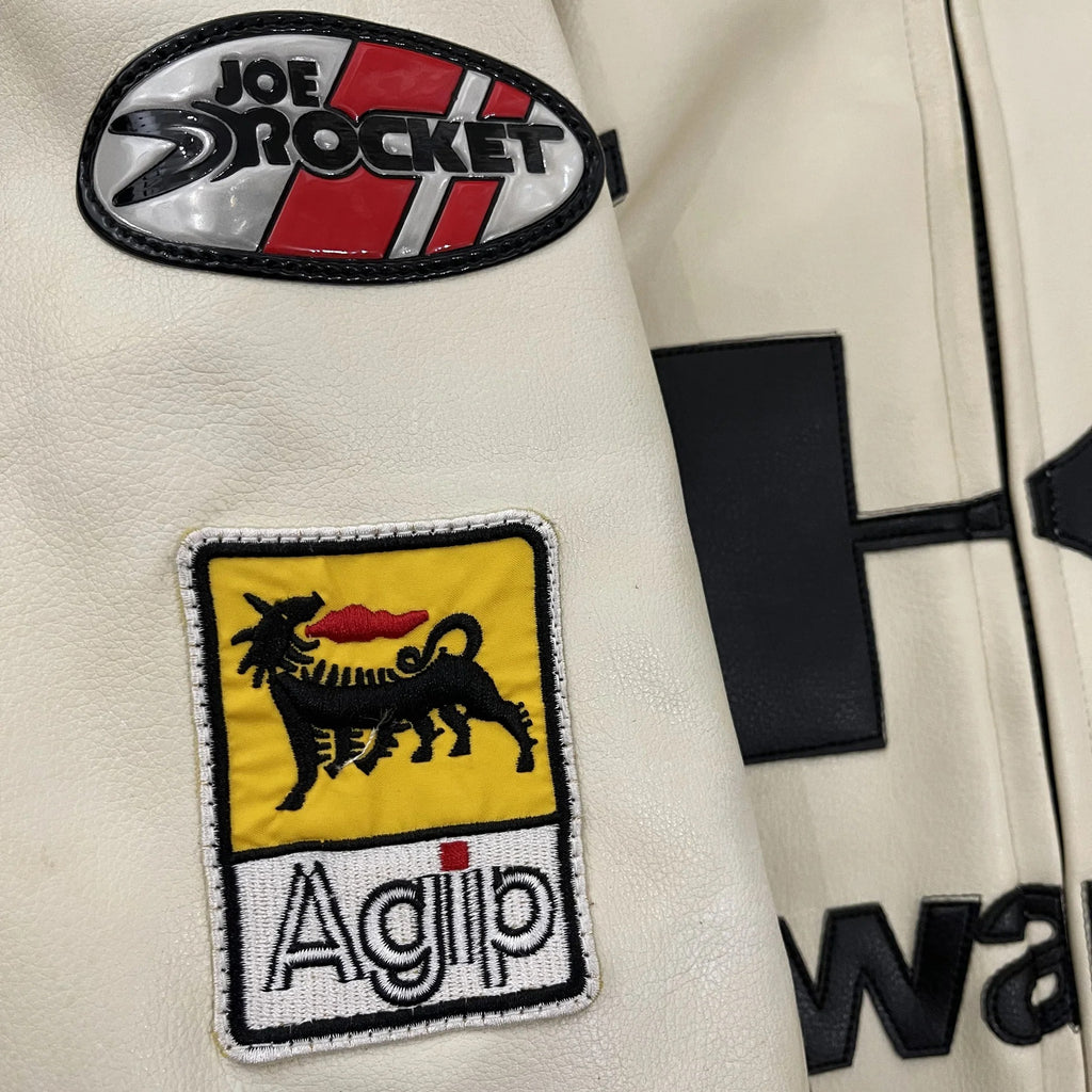 Chaqueta De Cuero Racing Kawasaki x Joe Rocket - Edición Blanco y Verde