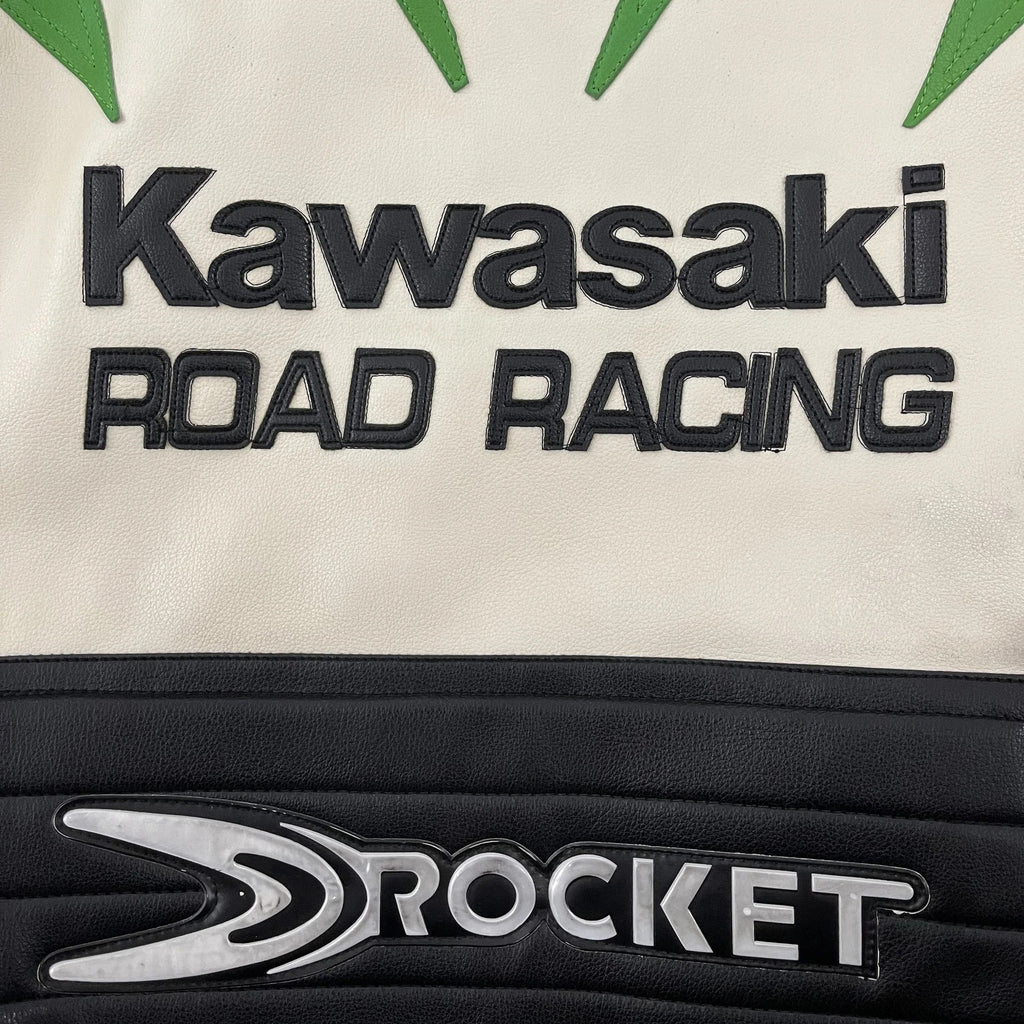 Chaqueta De Cuero Racing Kawasaki x Joe Rocket - Edición Blanco y Verde