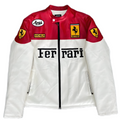 Chaqueta de Cuero Ferrari F1 - Edición Blanco y Rojo