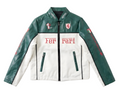 Chaqueta de Cuero Ferrari F1 - Edición Blanco y Verde