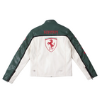 Chaqueta de Cuero Ferrari F1 - Edición Blanco y Verde