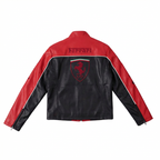 Chaqueta de Cuero Ferrari F1 - Edición Negro y Rojo