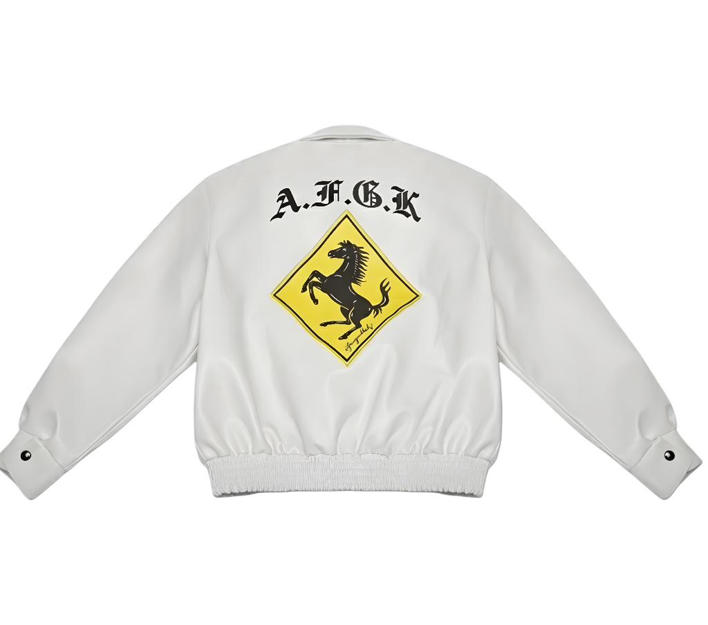 Chaqueta de cuero Doncare AFGK Ferrari - Edición Blanco