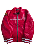 Chaqueta de Cuero Roja Aime Leon Dore × Porsche