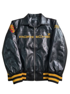 Chaqueta de Cuero Negra Aime Leon Dore × Porsche