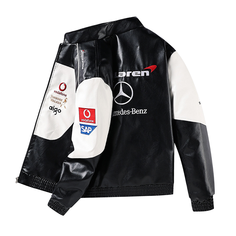 Chaqueta de Cuero Vintage McLaren Mercedes - Estilo F1 Retro