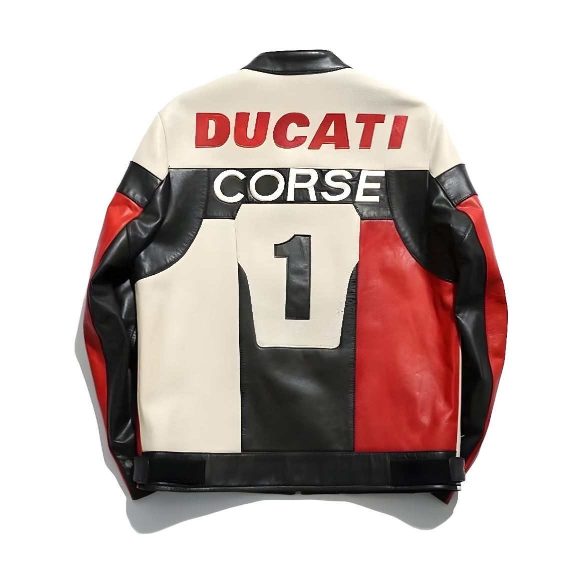 Chaqueta de Cuero Racing Ducati Corse - Estilo Vintage Tricolor