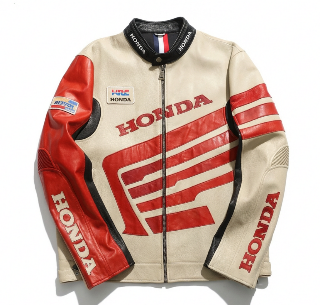 Chaqueta de Cuero Honda Racing Corporation - Estilo Retro Motorsport
