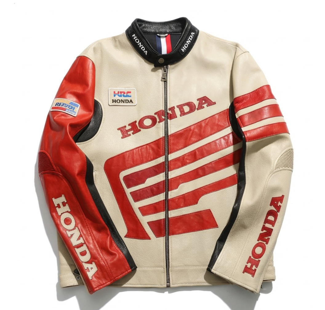 Chaqueta de Cuero Honda Racing Corporation - Estilo Retro Motorsport