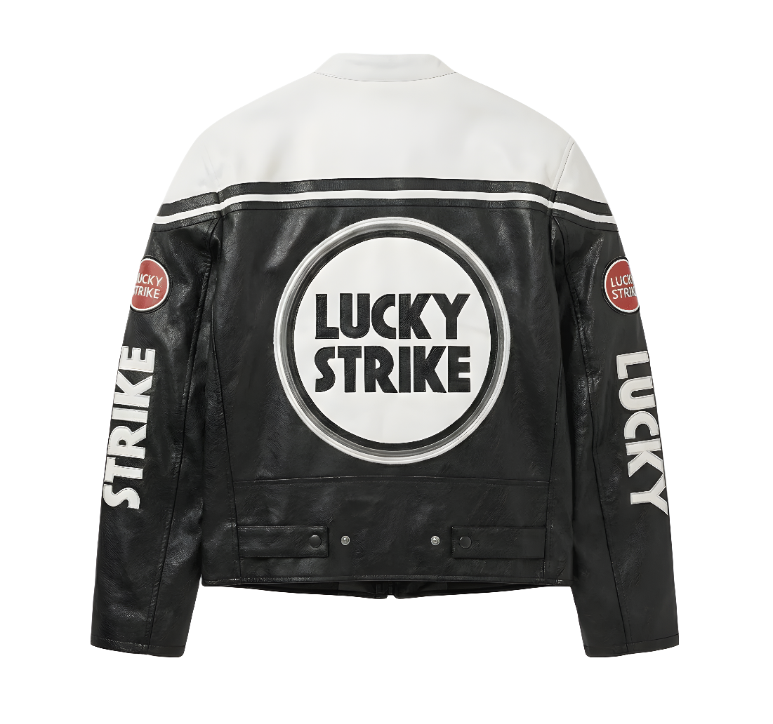Chaqueta de Cuero Lucky Strike Racing - Edición Blanca
