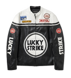 Chaqueta de Cuero Lucky Strike Racing - Edición Blanca