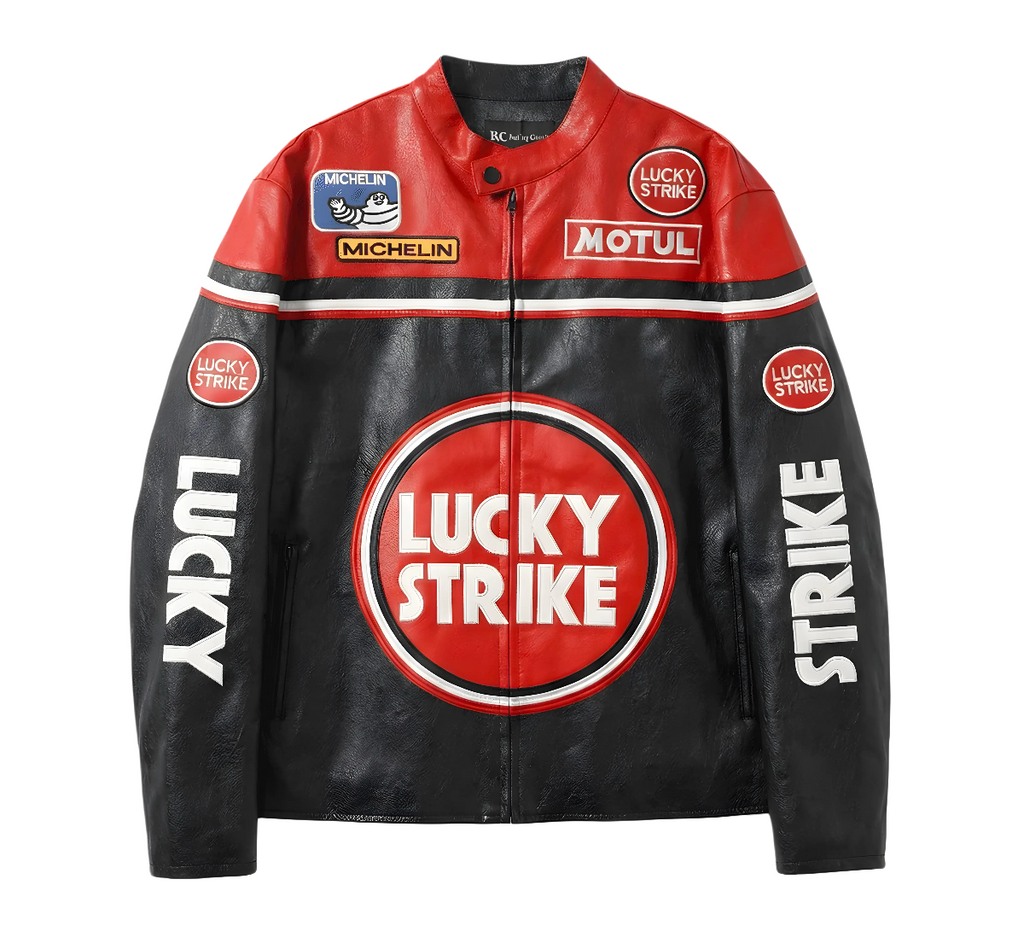 Chaqueta de Cuero Lucky Strike Racing - Edición Rojo