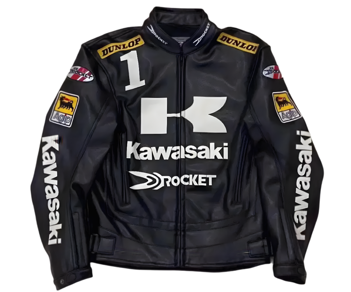 Chaqueta De Cuero Racing Kawasaki x Joe Rocket - Edición Negro y Verde