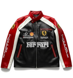Chaqueta de Cuero Ferrari F1 Estilo Racing - Edición de Coleccionista