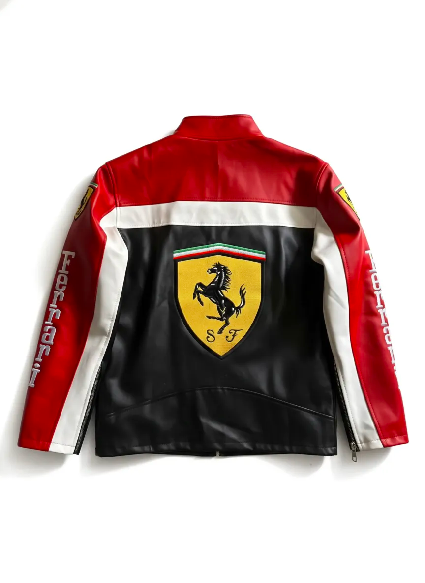 Chaqueta de Cuero Ferrari F1 Estilo Racing - Edición de Coleccionista