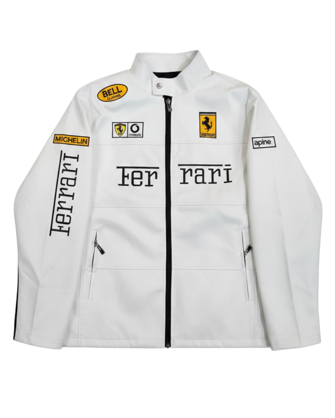 Exclusiva Chaqueta de Cuero Estilo Racing Ferrari F1