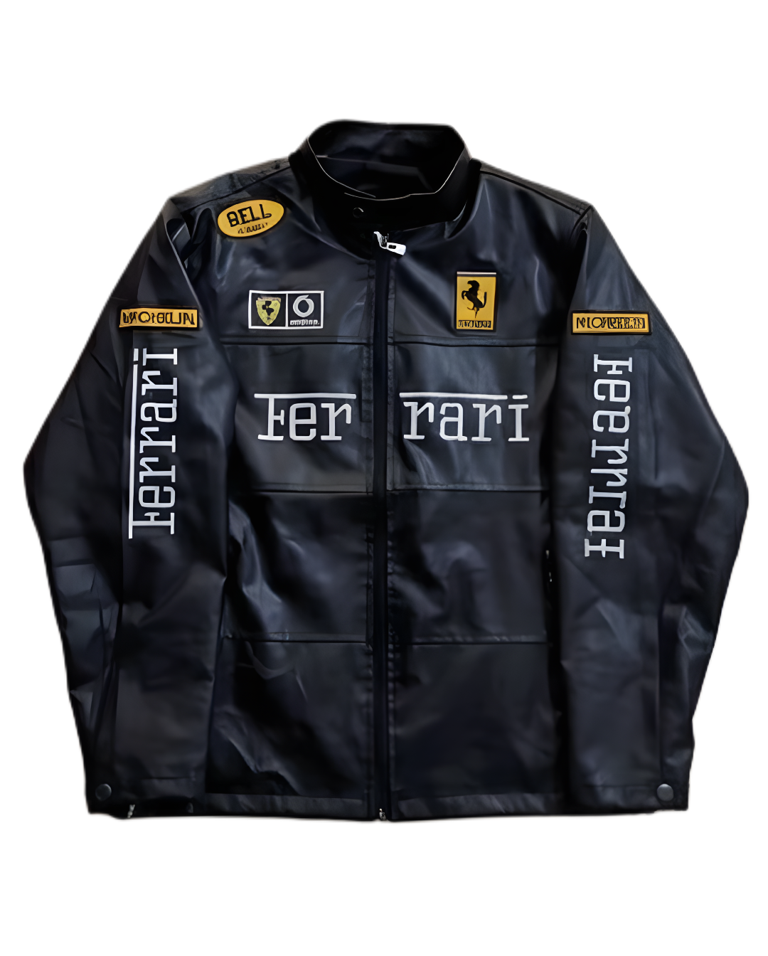 Exclusiva Chaqueta de Cuero Estilo Racing Ferrari F1