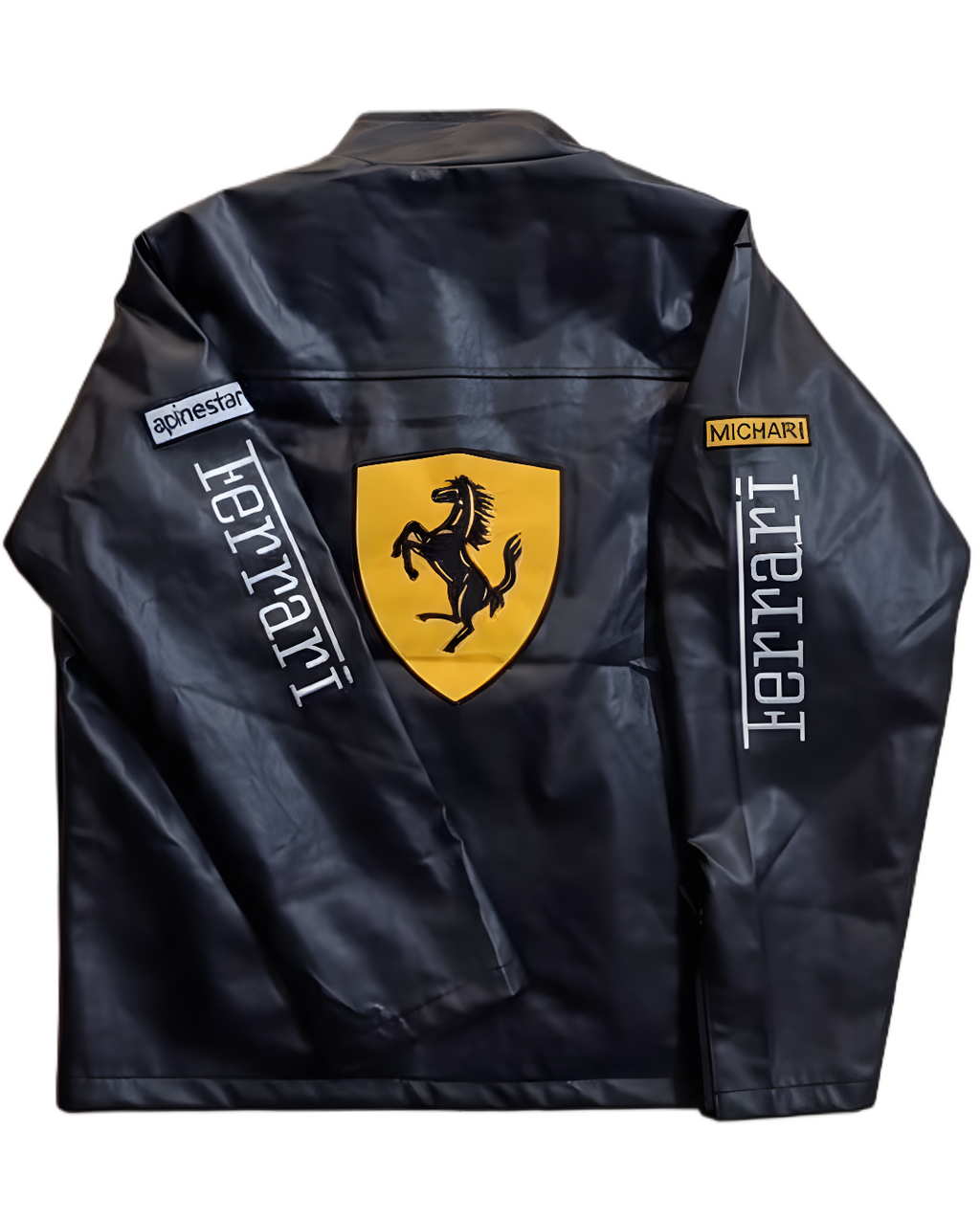 Exclusiva Chaqueta de Cuero Estilo Racing Ferrari F1