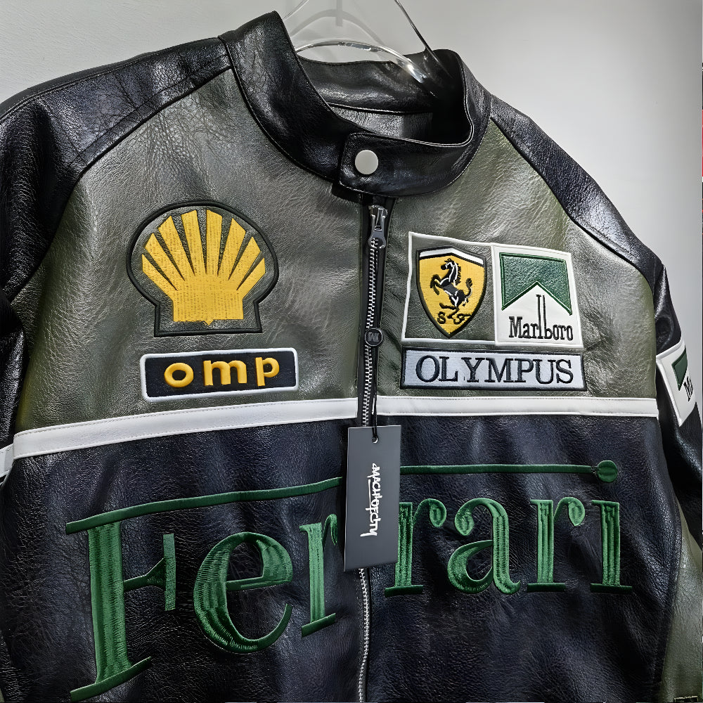 Chaqueta de Cuero Ferrari F1 Olympus - Edición Verde