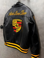 Chaqueta de Cuero Negra Aime Leon Dore × Porsche