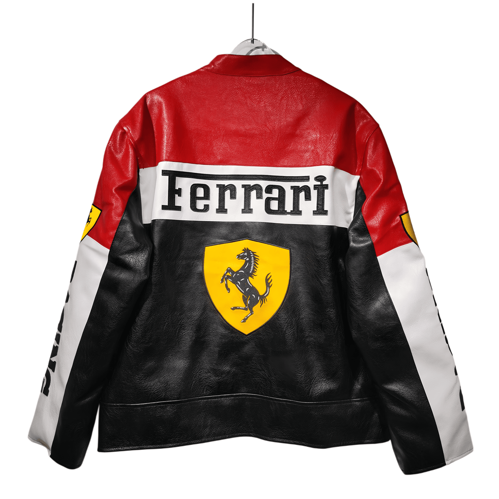 Chaqueta de cuero de motociclista de Ferrari Racing